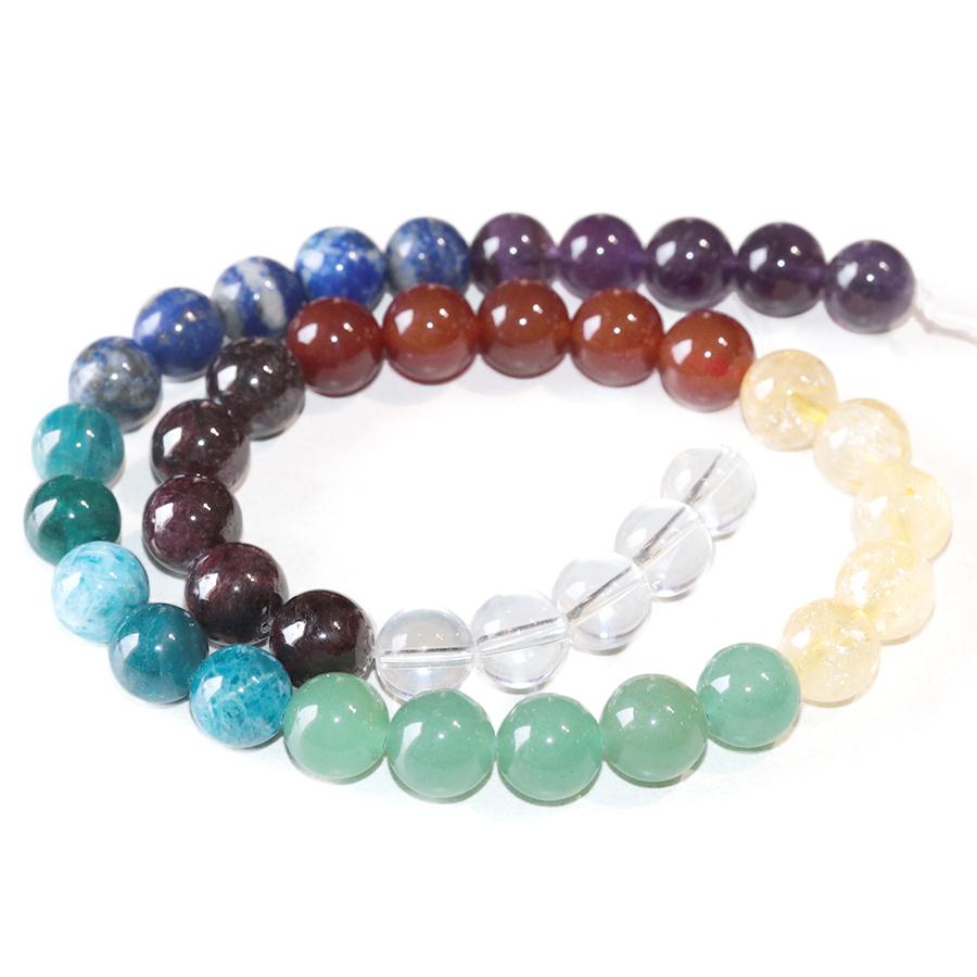 Chakra Banded Mixed Stone 10mm Round 15-16 Inch