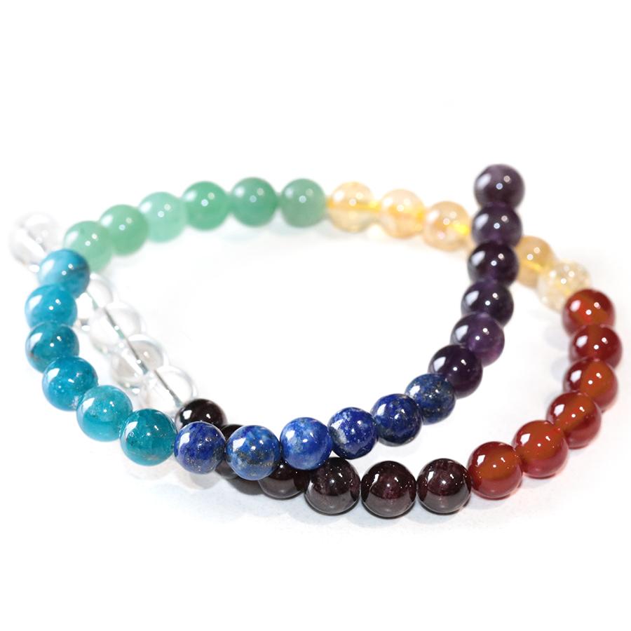 Chakra Banded Mixed Stone 8mm Round 15-16 Inch