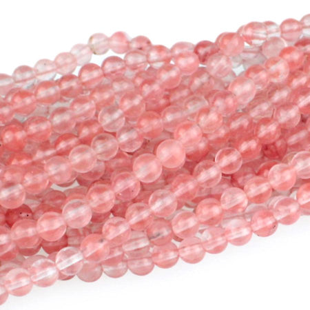 Cherry Quartz 4mm Round 8-Inch - Goody Beads