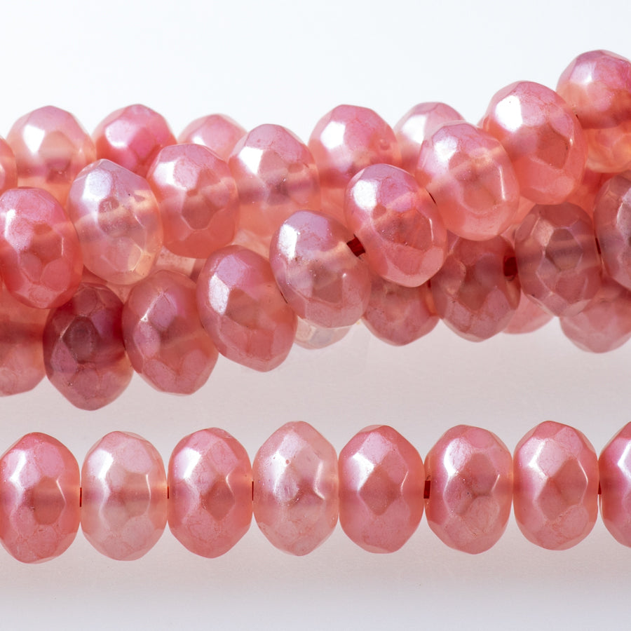 Cherry Quartz 8mm Plated Rondelle Faceted - 15-16 Inch