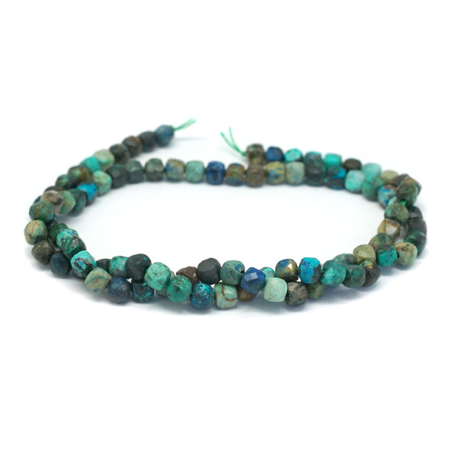 Chrysocolla 4mm Cube Faceted - 15-16 Inch