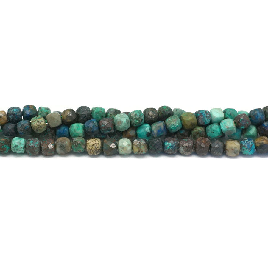 Chrysocolla 4mm Cube Faceted - 15-16 Inch