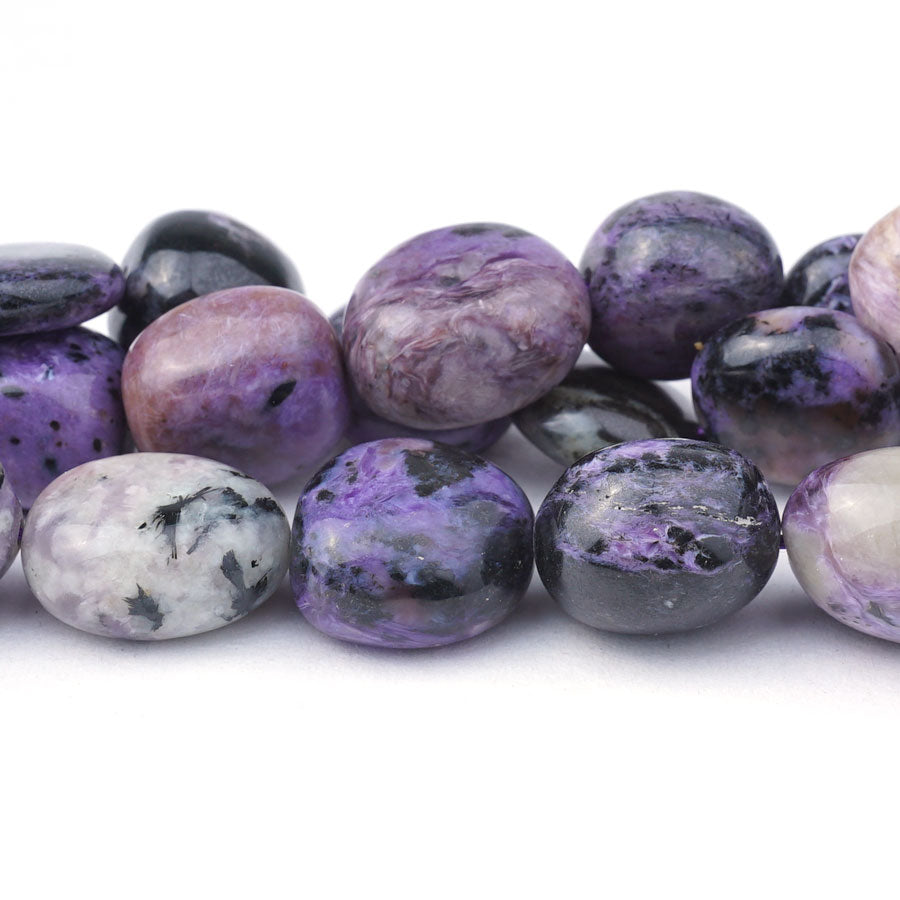 15-18x18-25mm Charoite Natural Nugget - 15-16 Inch - Goody Beads