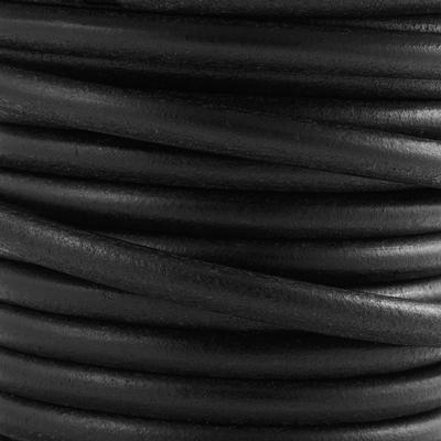 6mm Black Round Portuguese Leather Cord with Hole - Goody Beads