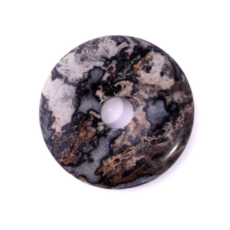 Crazy Lace Agate Silver 40mm Donut - Pendant