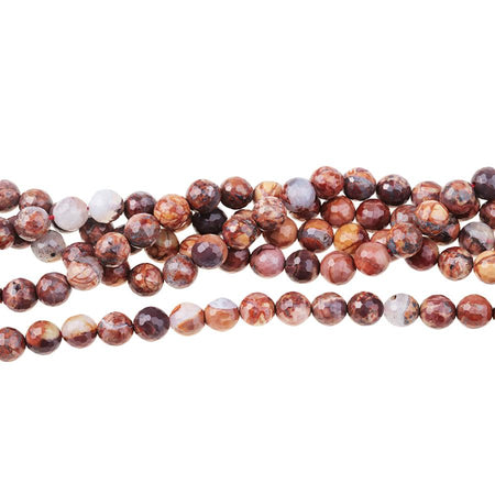 Cold Mountain Thunder Egg Agate 8mm Faceted Round 15-16 Inch