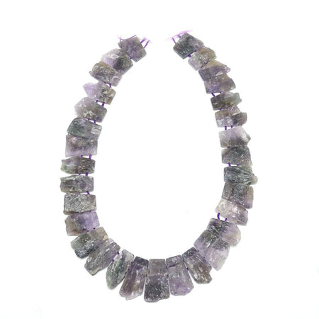 Amethyst 12x25-15x30mm Jagged Rough 2 Hole Collar 15-16 Inch