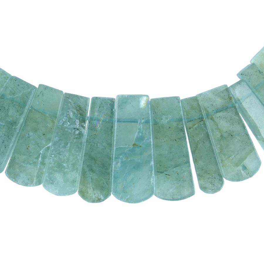 Aquamarine 8x20- 10x25 Rounded Rough Collar 15-16 Inch