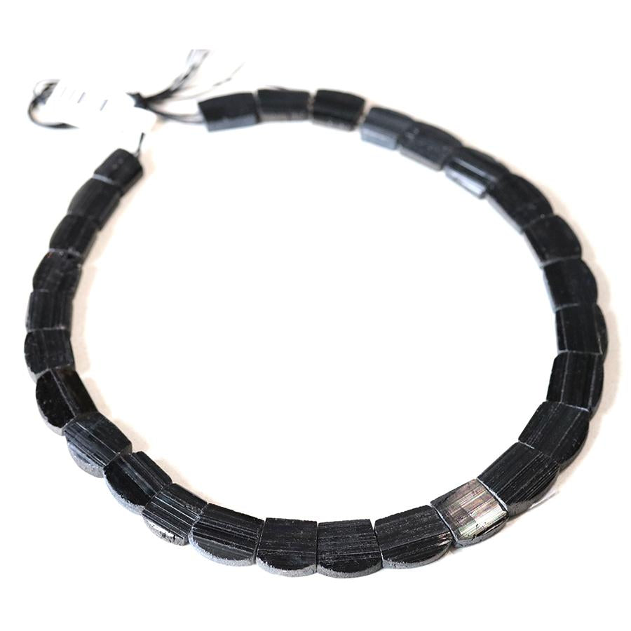 Black Tourmaline 12x16mm to 15x20mm Rounded Smooth Tab Collar 2 Hole