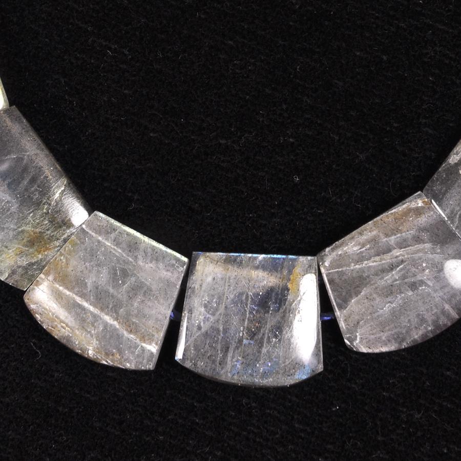 Labradorite 10x13-13x16mm Rough Length Tab Collar 2-Hole 15-16 Inch