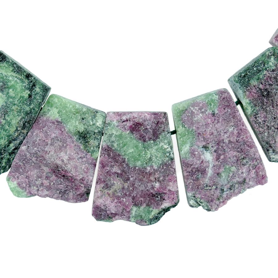 Ruby Zoisite 12x16-20x30mm Jagged Rough Collar 15-16 Inch