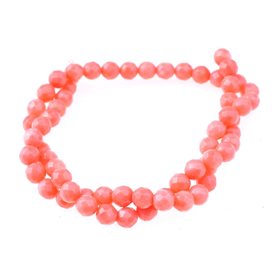 Pink Coral (dyed) 6mm Diamond Cut Faceted Round 15-16 Inch