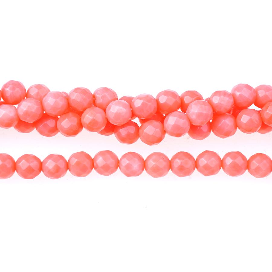 Pink Coral (dyed) 6mm Diamond Cut Faceted Round 15-16 Inch