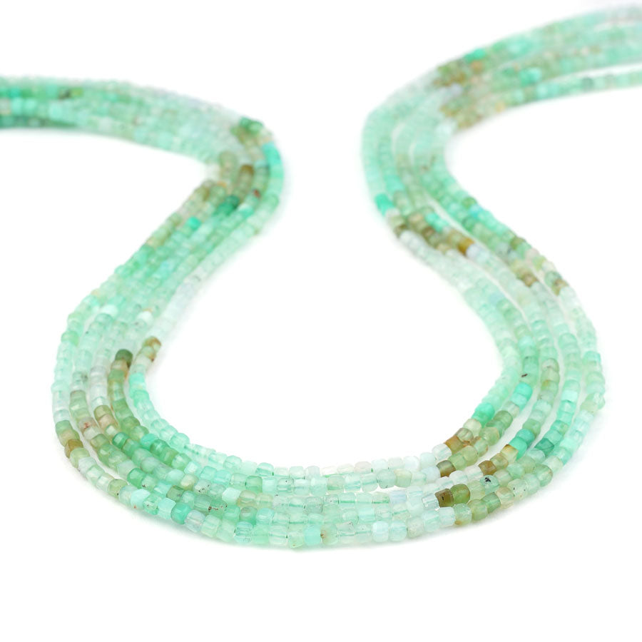 Chrysoprase 2mm Table Cut Cube A grade Banded - 15-16 Inch - Goody Beads