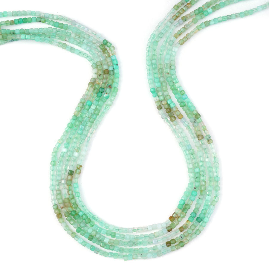 Chrysoprase 2mm Table Cut Cube A grade Banded - 15-16 Inch - Goody Beads