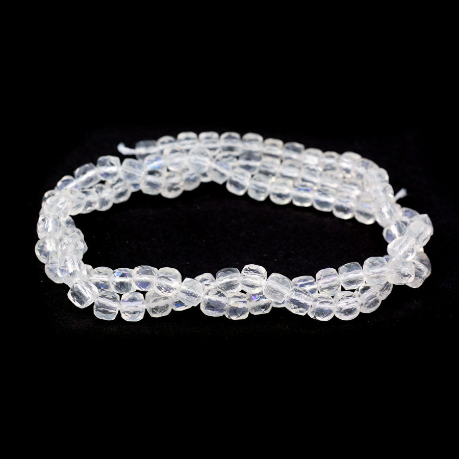 Crystal Quartz 4mm Cube AB Plated - 15-16 Inch - Goody Beads