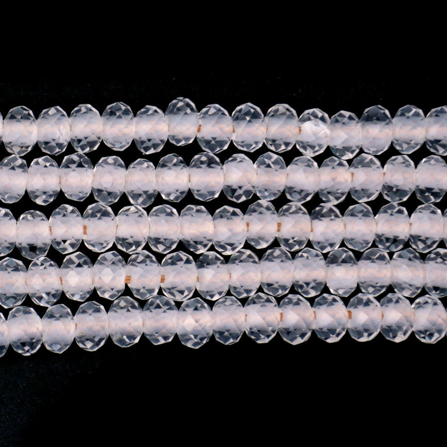 Crystal Quartz Natural 4X6mm Rondelle Faceted - Large Hole Beads - Goody Beads