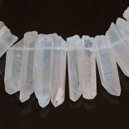 LIGHT Peach Crystal Quartz 6x16-8x38mm Points 15-16 Inch