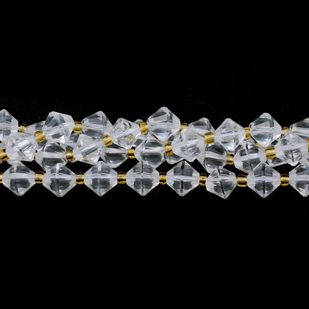 8mm Crystal Quartz Natural Bicone Faceted - 15-16 Inch - Goody Beads