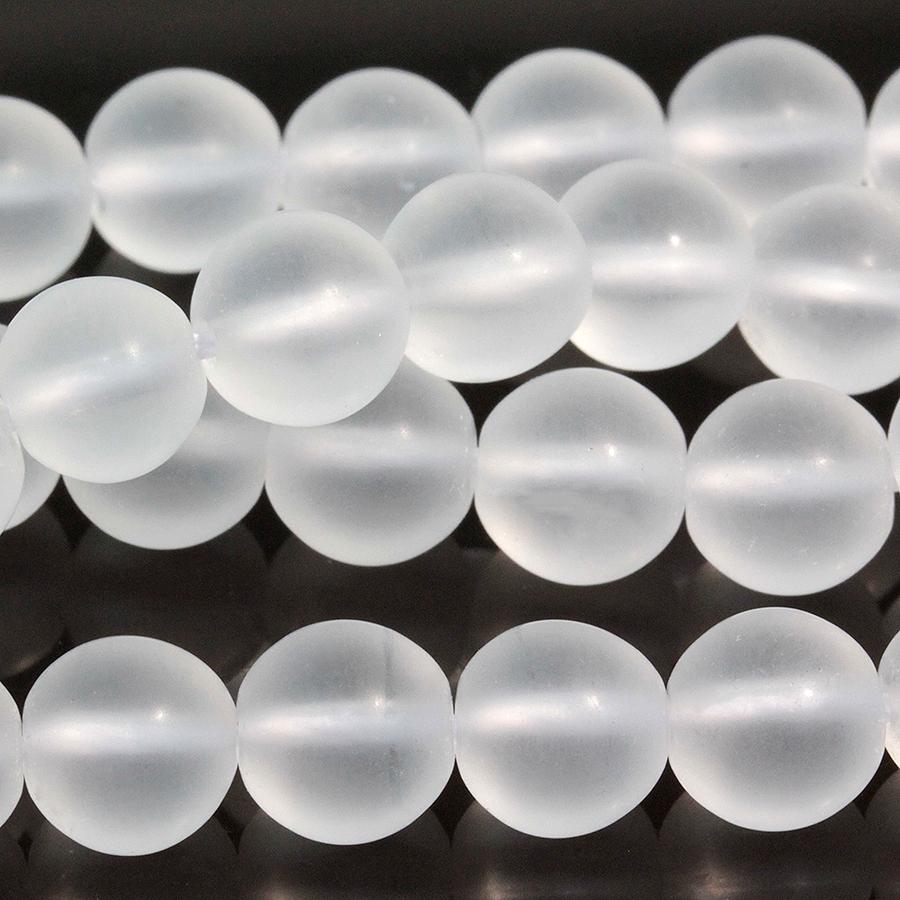 MATTE Crystal Quartz 8mm Round 15-16 Inch