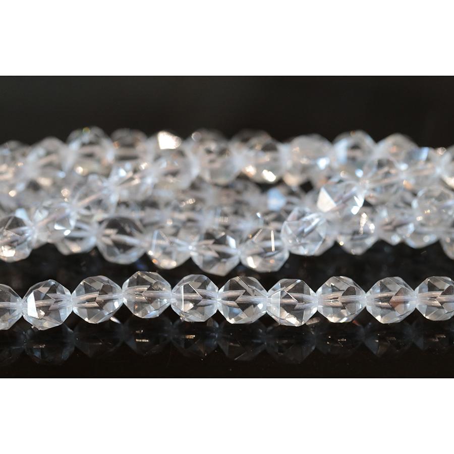 Crystal Quartz 8mm Star Cut Round 15-16 Inch