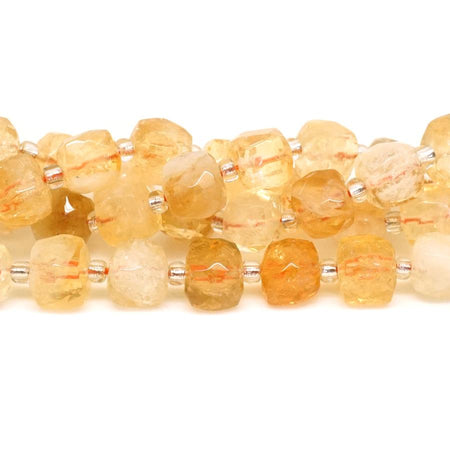 Citrine Faceted 10mm Cube - 15-16 Inch