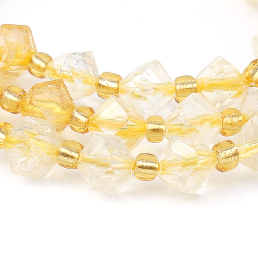 Citrine 4x6 mm Table Cut Corner Drilled Cube - 15-16 Inch - Goody Beads