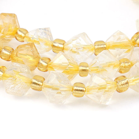 Citrine 4x6 mm Table Cut Corner Drilled Cube - 15-16 Inch - Goody Beads