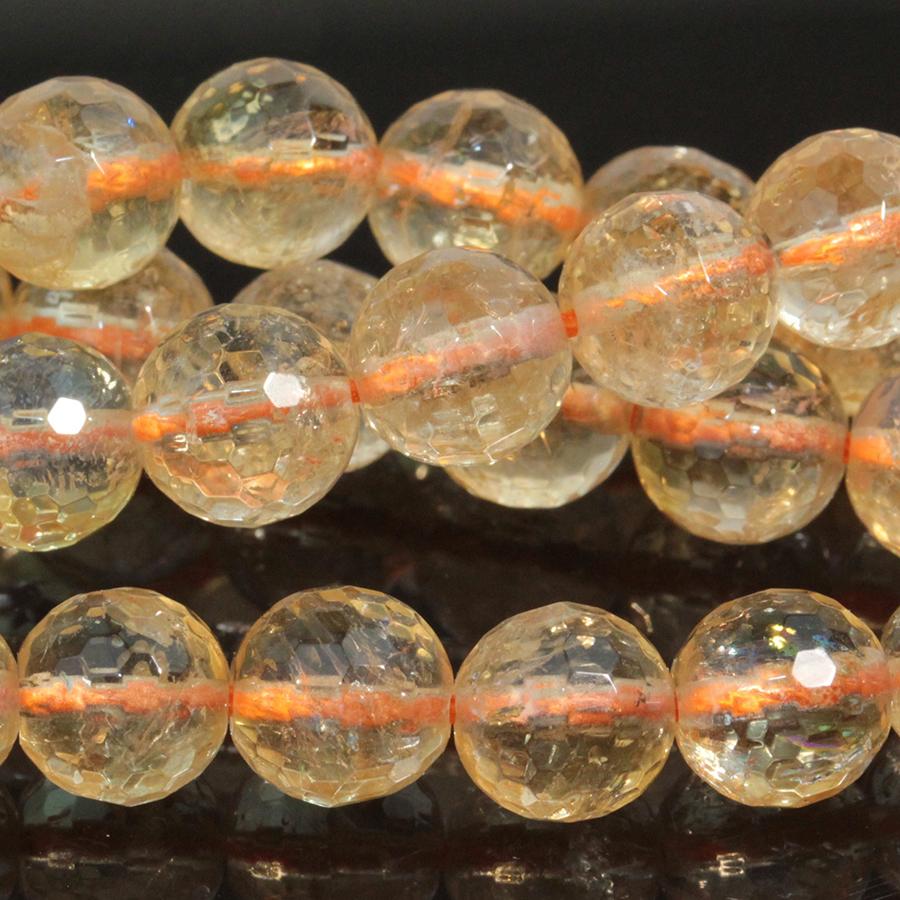 Citrine 8mm Faceted Round 15-16 Inch