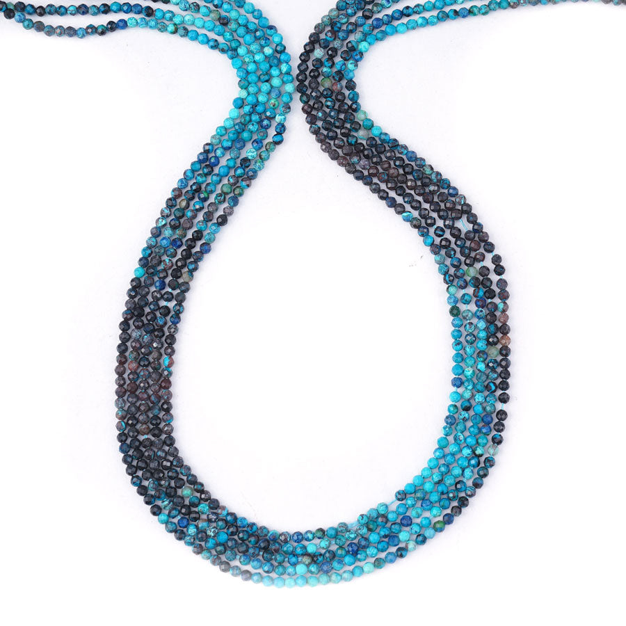 Chrysocolla Blue Black 2mm Diamond Cut Round Banded - 15-16 Inch - Goody Beads