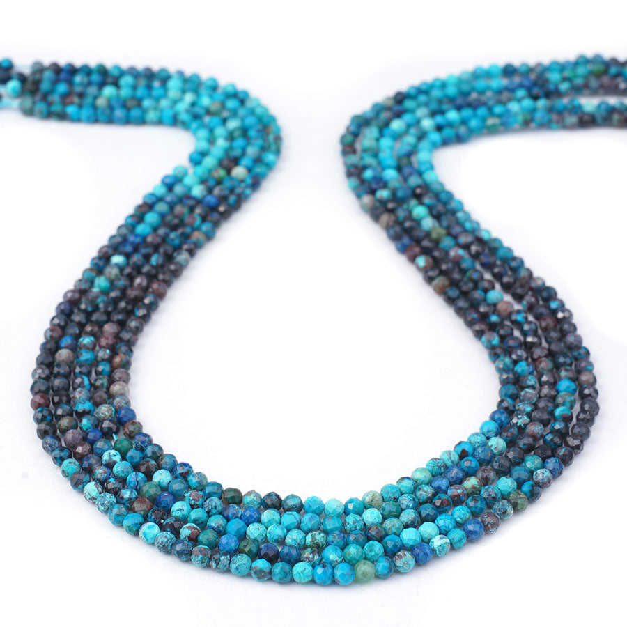 3mm blue black Chrysocolla Stabilized Diamond Cut Round A Grade Banded - 15-16 Inch - Goody Beads