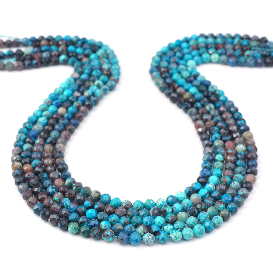 5mm blue black Chrysocolla Stabilized Diamond Cut Round A Grade Banded - 15-16 Inch - Goody Beads