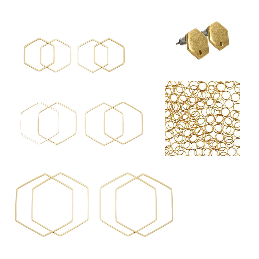 INSTRUCTIONS for DIY Layered Hexagon Earrings - Gold