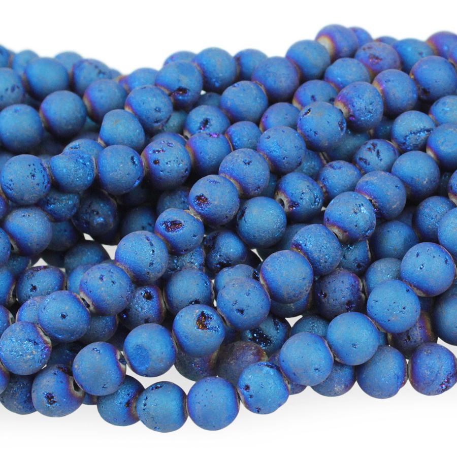 Druzy Agate Midnight Blue 6mm Round 15-16 Inch