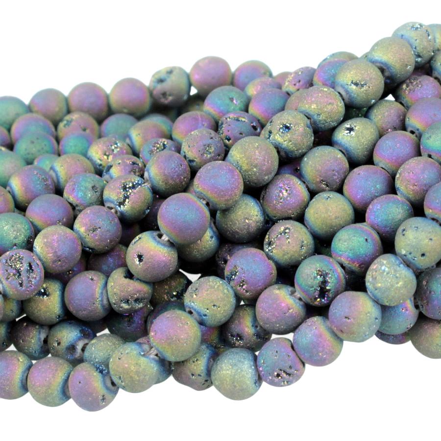 Druzy Agate Rainbow 6mm Round 15-16 Inch