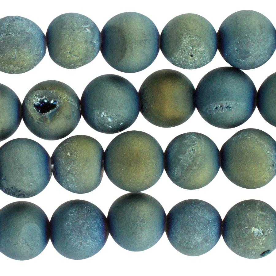 Druzy Agate Blue-Green 8mm Round 15.8 Inch