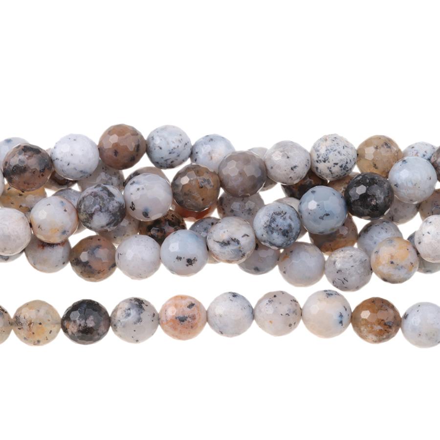 Dendritic Black Opal 8mm Faceted Round 15-16 Inch