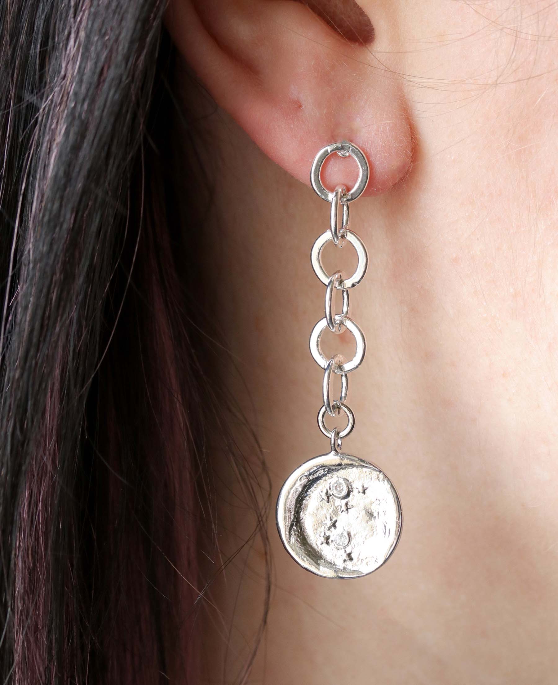 7.5mm Silver Plated Flat Round Cable Chain Post Earrings - Goody Beads