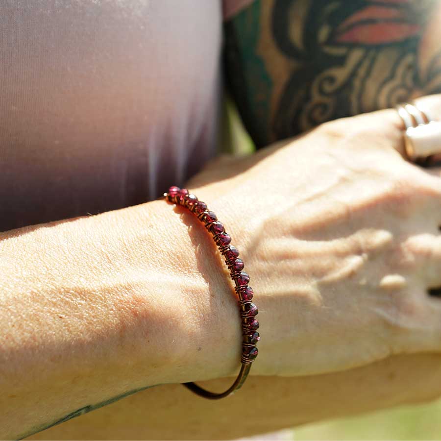 DIY Bracelet Cuff with Microfacet Garnets - Goody Beads