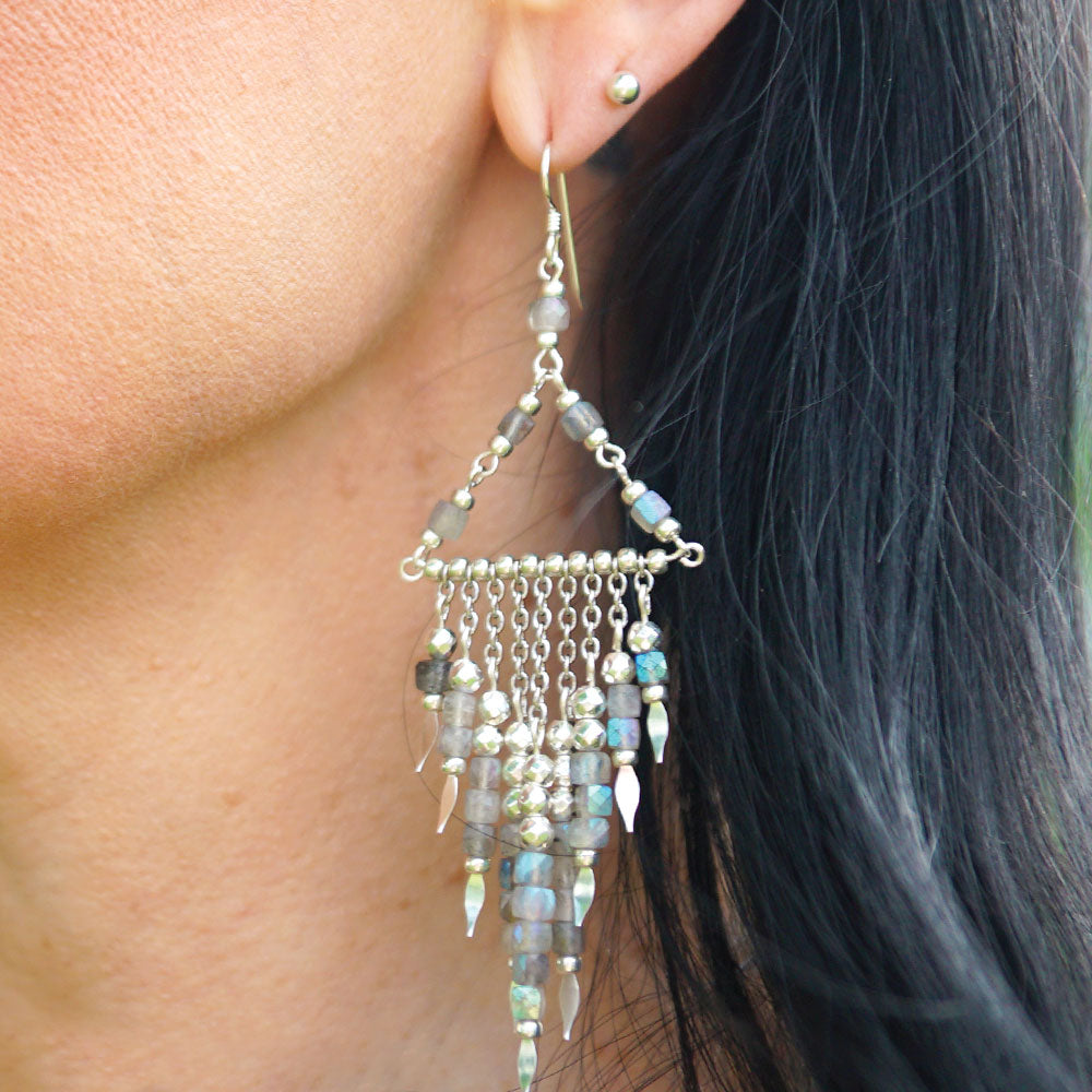 DIY Icy Fringe Earrings with Faceted Gemstone Cubes - Goody Beads