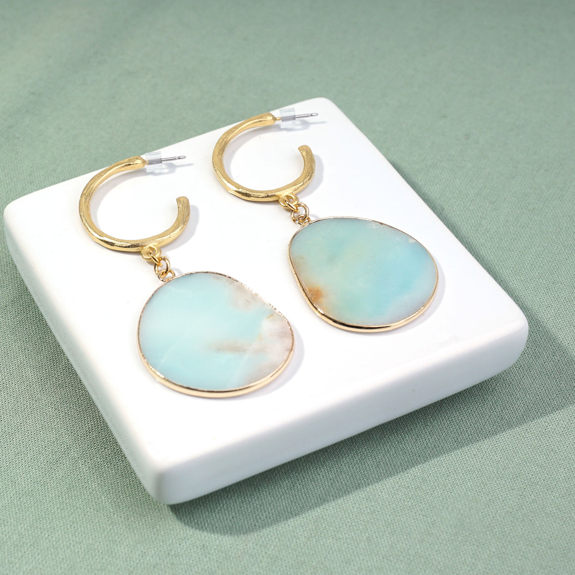 DIY A Little Slice of Heaven Gold and Amazonite Earrings - Goody Beads