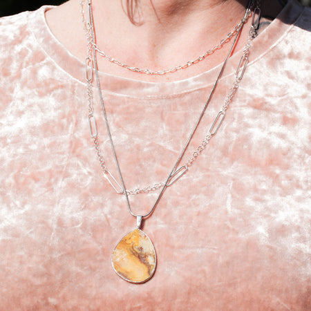 DIY Triple Layer Silver Necklace with Crazy Lace Agate Slice - Goody Beads