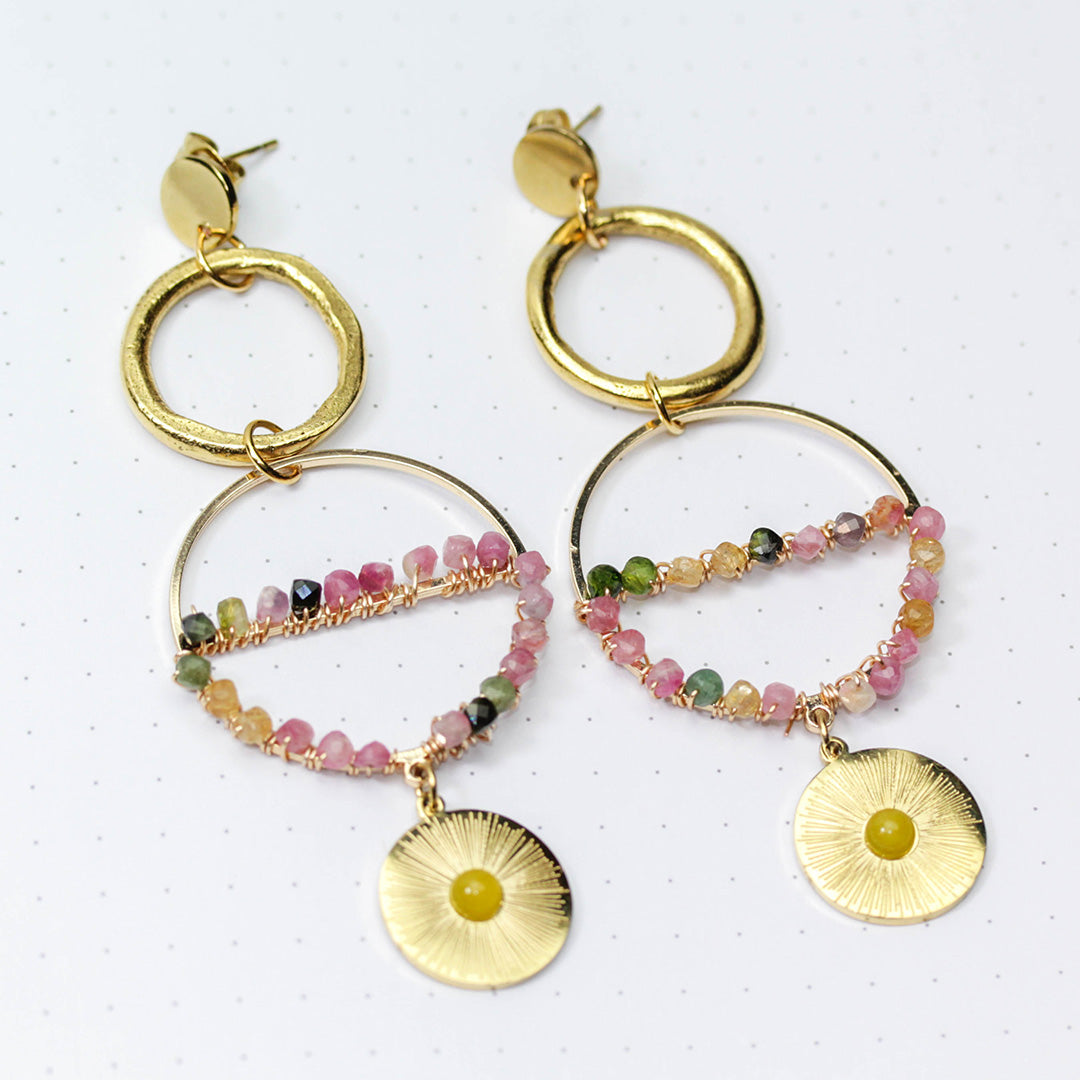 DIY Tourmaline and Gold Drop Charm Earrings - Goody Beads