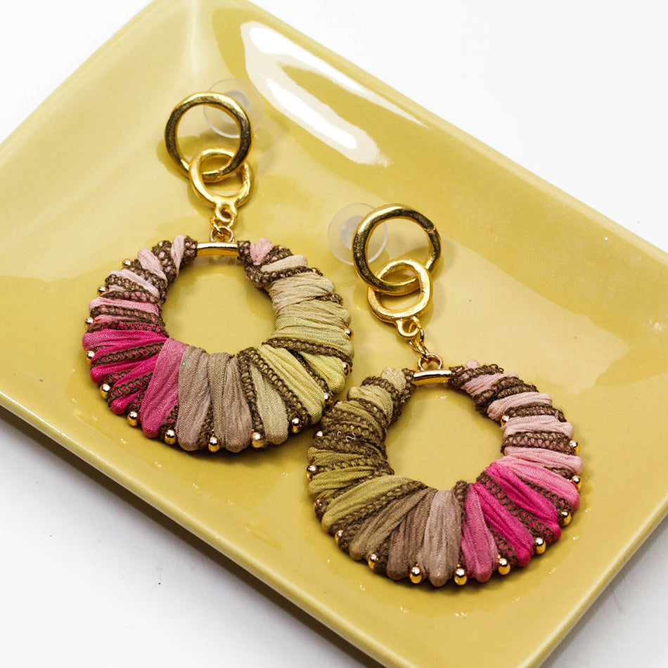 DIY Rising Sun Silk Ribbon Earrings