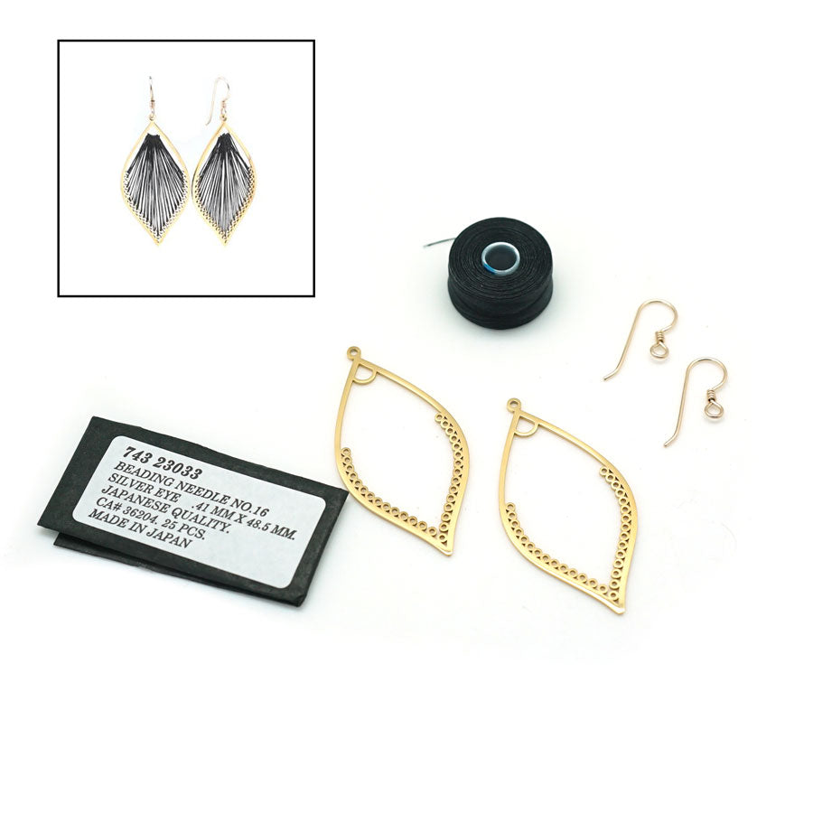 INSTRUCTIONS for DIY Beadable Threaded Earrings Project - Gold and Black Thread - Goody Beads