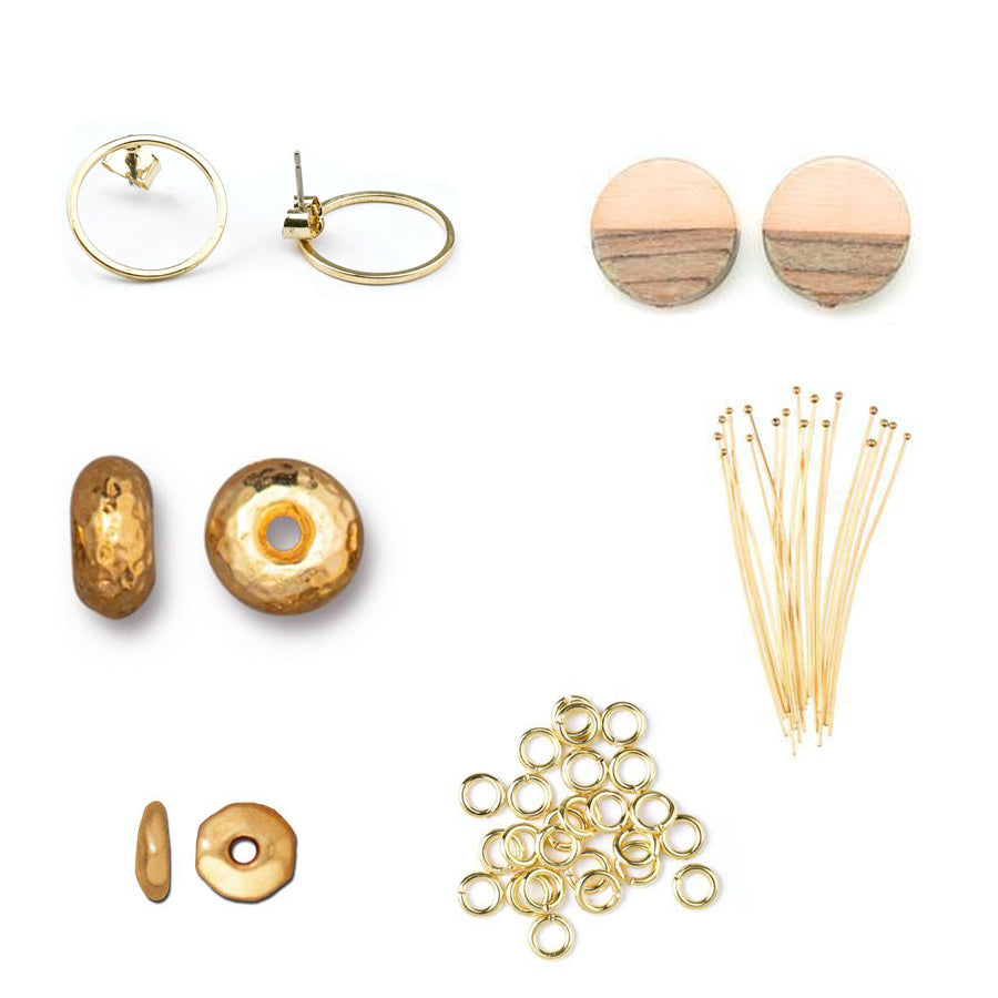 INSTRUCTIONS for DIY Hoop Post Earrings with Wood Resin Bead - Goody Beads