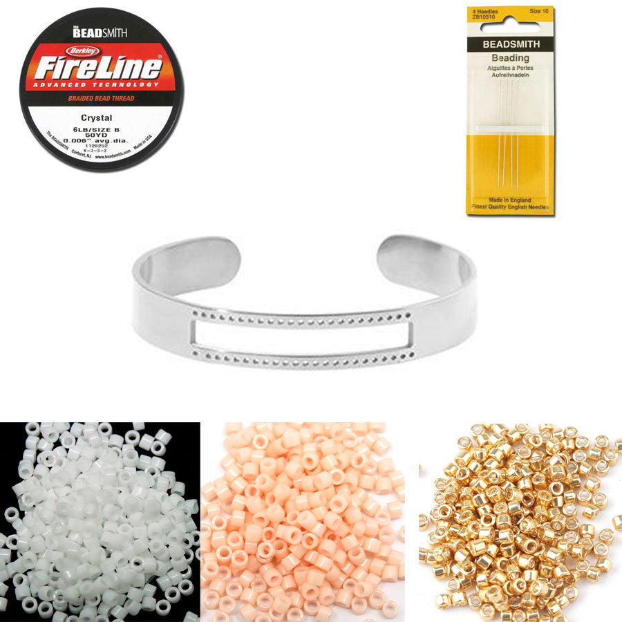 INSTRUCTIONS for DIY Summertime Silver Beadable Cuff Bracelet - Goody Beads