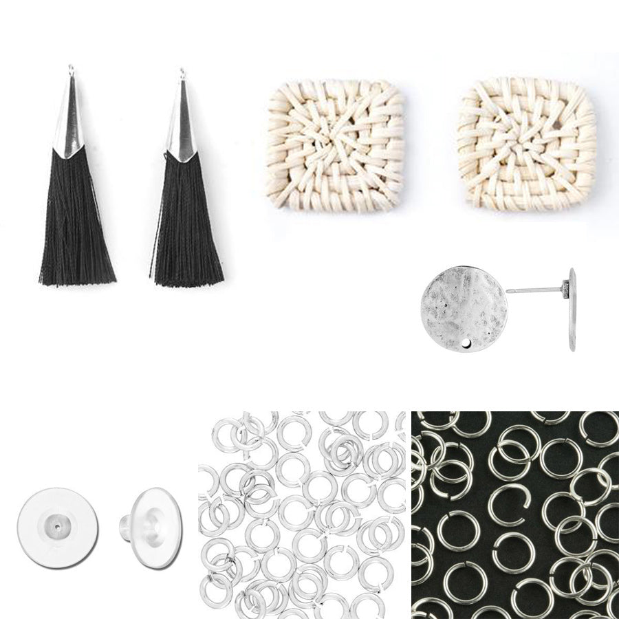 INSTRUCTIONS for DIY Straw & Tassel Earrings - Black and Silver - Goody Beads