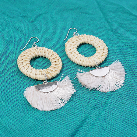 DIY Straw & Tassel Earrings - Silver and Ivory - Goody Beads