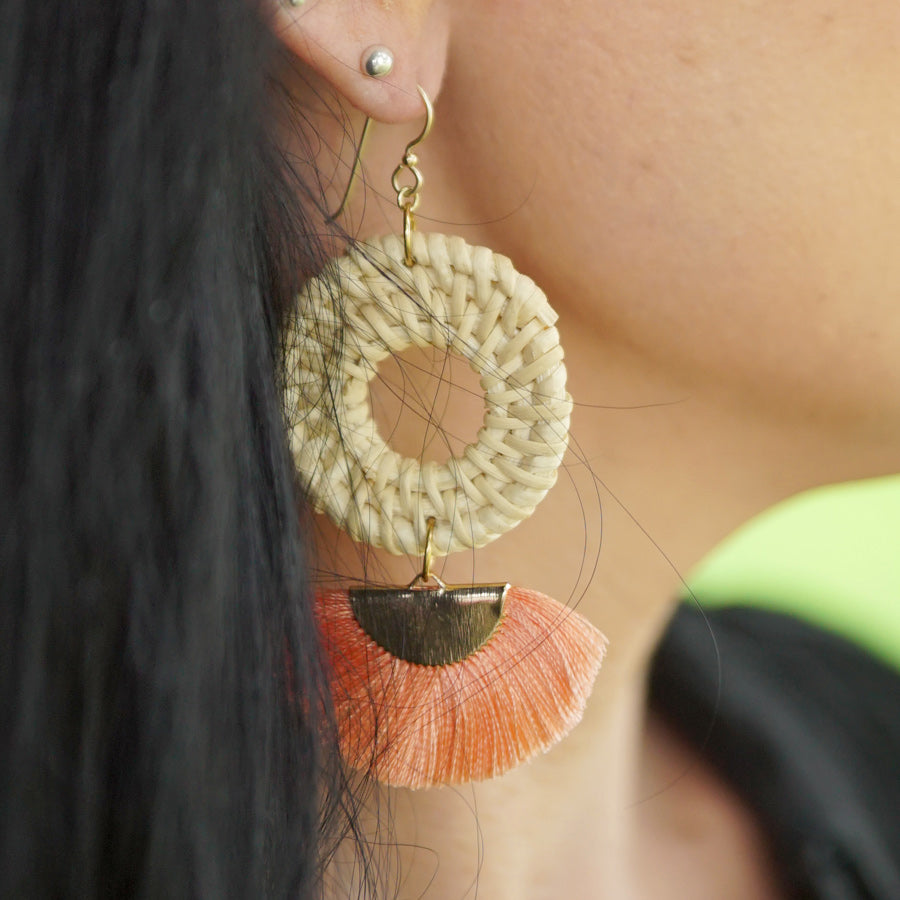 INSTRUCTIONS for DIY Straw & Tassel Earrings - Coral and Gold - Goody Beads